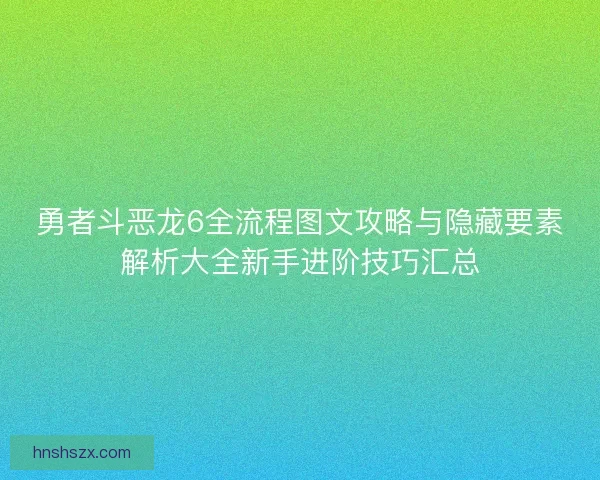 勇者斗恶龙6全流程图文攻略与隐藏要素解析大全新手进阶技巧汇总