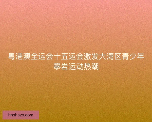 粤港澳全运会十五运会激发大湾区青少年攀岩运动热潮